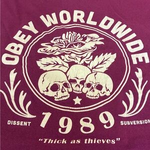 Obey Burgundy Crewneck Tee Men’s Large